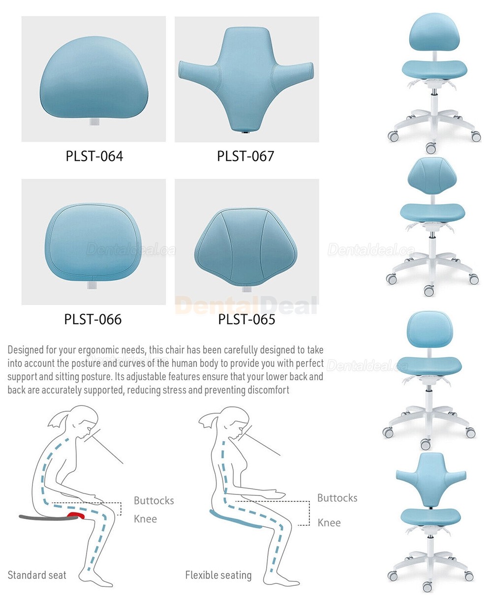 TYTC PLST-064-067 Dental Hygienist Chair Ergonomic Dentist Operator Stool with Backrest